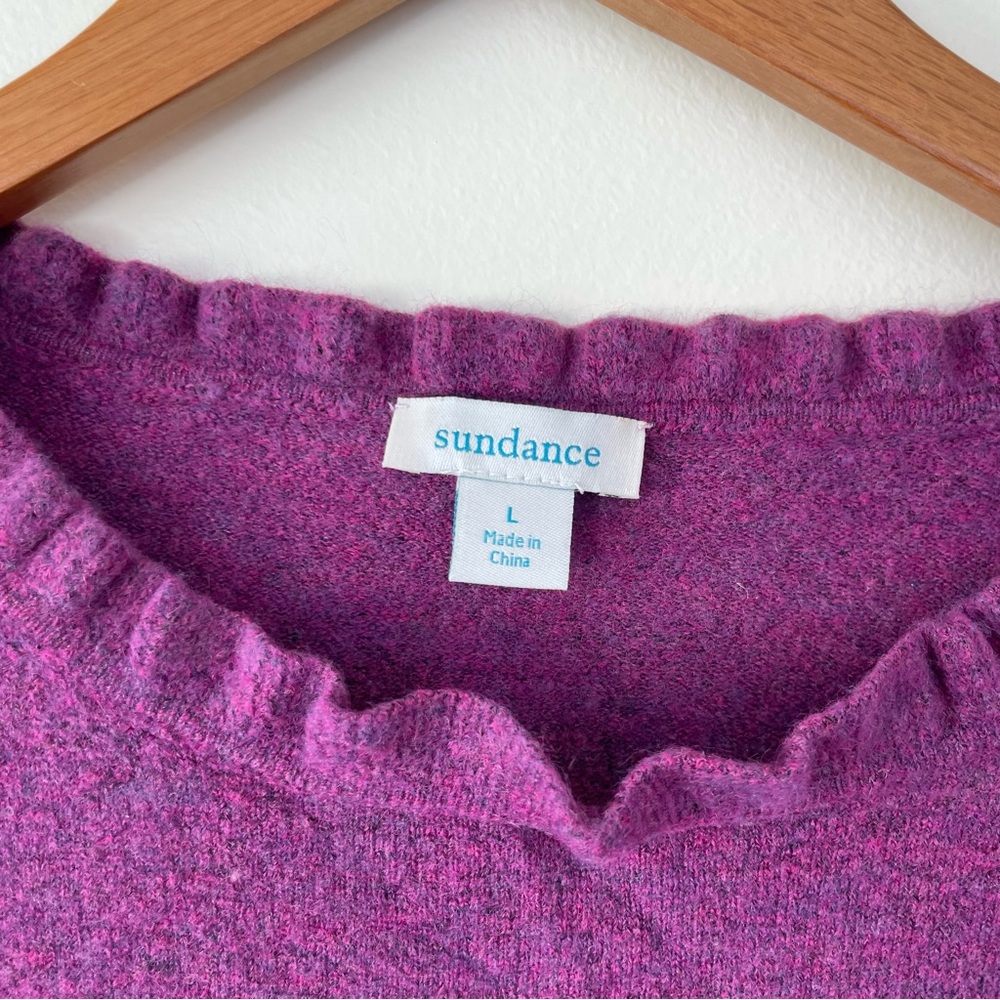 Sundance Aileen Ruffle Sweater Cashmere & Wool Blend L Large Purple - Picture 7 of 9